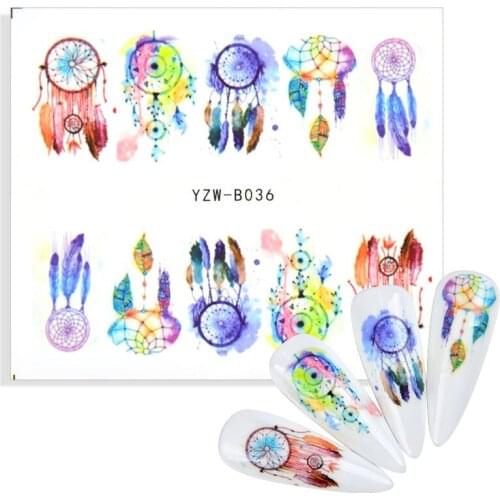 2021 Newest Nail Beauty Full Cover Indian Dream Catcher Nail Art Water Sticker Feather Decal For Nail Art Tattoo Tips DIY Nail