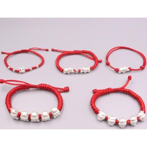 New Pure 999 Fine Silver Bracelet Lovely Cattle Hand-Woven Bracelets For Woman Man Kid