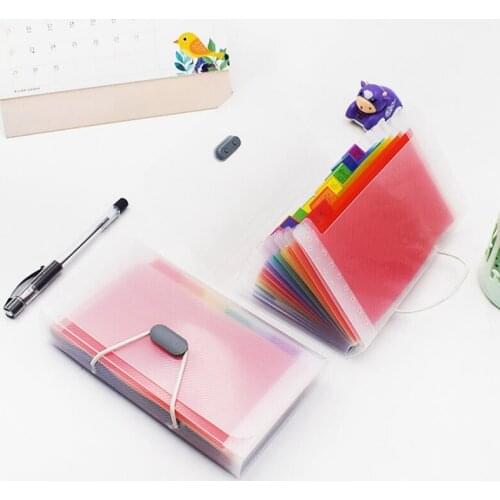 Protable A6 Plastic 13 Pockets Expanding File Folder Office Organizer Document Holder Bag File Case Document Stationery Box