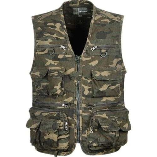 Unloading Tactical Vest Camo Coat Fashion Men Summer Waistcoat Mesh Work Sleeveless Jacket Tool Many Pocket Camouflage Vest Male