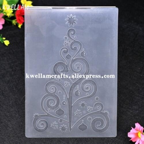 Christmas Tree Decoration B Plastic Embossing Folder For Scrapbook DIY Album Card Tool Plastic Template 12.5x17.8cm KW7062316