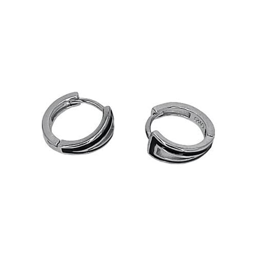 Earrings Silver 925 argola hoop Rhodium enamel black brand OSNOR
