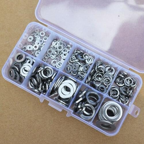 260 pcs/box M2.5 M3 M4 M5 M6 M8 M10 Stainless Steel Washer & Spring Washer Assortment Set