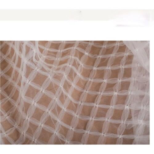 Width 57'' White Check Simple Fashion Organza Fabric By The Half Yard For Creative Dress Material