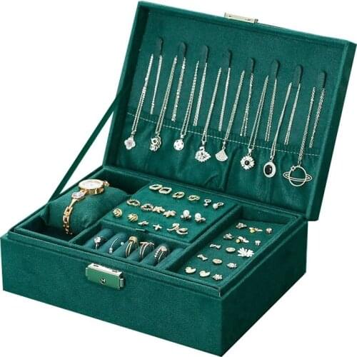 Jewlery Box With Large Capacity Ornament Ear Stud Simple And Exquisite Necklace Ring Household High-End Jewelry Box