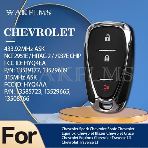 For Chevrolet Blazer Cruze Equinox Traverse LT LS 2018 2019 2020 Smart Car Key 433.92MHz ASK NCF2951E HYQ4EA 13519177 13529639
