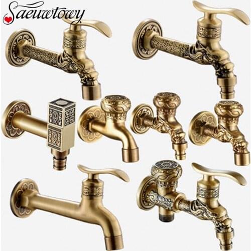 Washing Machine Faucet Basin Faucet Garden Faucets Water Taps Antique Brass Mop Pool Faucets Single Handle Cold Water Dragon