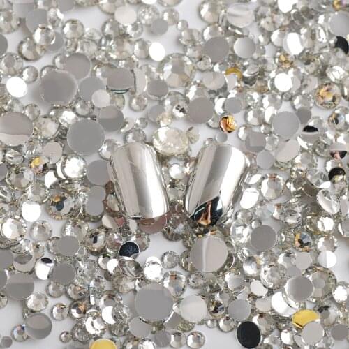 1 Pack Mixed Size 2000pcs Rhinestones Crystal Clear Non Hotfix Flatback Rhinestoens For Clothes Nails Jewelry 3D Decoration Gem