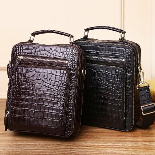 New Crocodile belly handbag large capacity mens business bag business briefcase fashion shoulder bag messenger bag