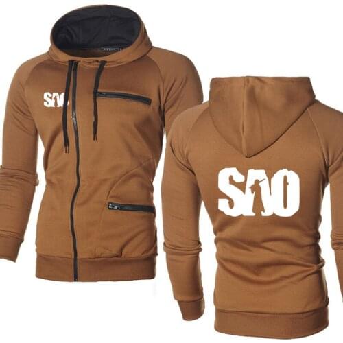 Hoodies Men SAO Sword Art Online Harajuku Hip Hop Fashion Sweatshirt Fleece Warm Zipper jacket Male Casual Tracksuit