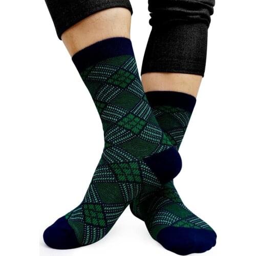 Knit Cotton Vintage Socks for Mens Comfortable Wind Soft Plaid mens Socks Autumn Winter Formal Casual socks