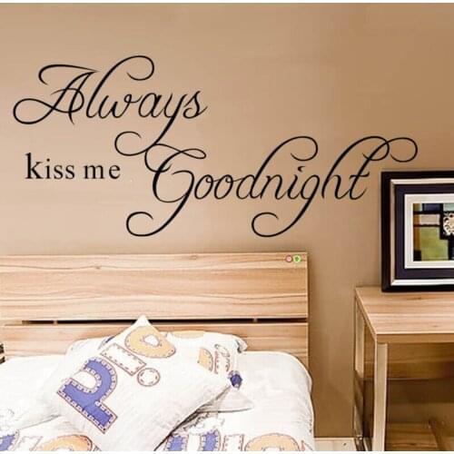 1pc Romantic Mural Love Vinyl Wall Stickers Bedroom Always Kiss Me Goodnight Home Decoration Wall Art Decor
