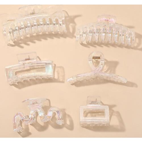 Korean Style Fashion Women Girls Acrylic Hair Claws Hair Clips Headwear Transparent Big Size Women Hair Accessories Ornament