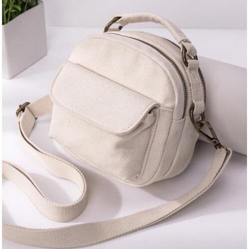 Hot sales cotton canvas small bag women Korean version Single Shoulder Messenger handbag Lady Simple small square bag Girl