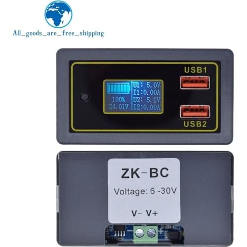 ZK-BC 4.5-32v 12v 24v Lead-acid lithium battery Voltmeter ammeter 18650 capacity tester battery monitor USB quick charger QC3.0