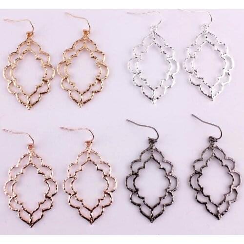 ZWPON Fashion Zinc Alloy Morocco Filigree Earrings Gold Plating Alloy Flower Brand Statement Drop Earrings for Woman Jewelry