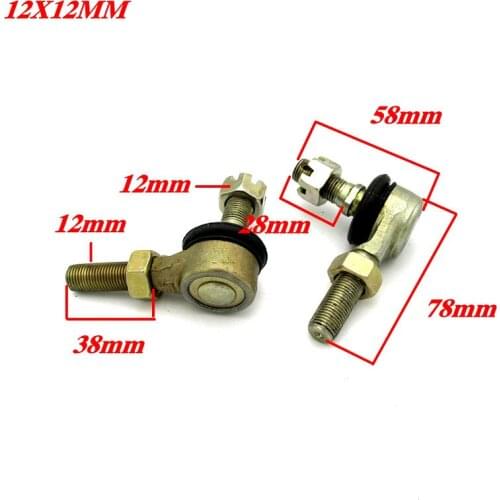 1pair M12 Taper degree Bolt Tie Rod End Ball Joint Joiner for 110cc 125cc Quad Dirt Bike ATV Buggy Go Kart Motorcycle 12x12mm