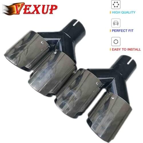 1 PCS Car Stainless Steel Black Muffler Tip Y Shape Double Exit Exhaust Pipe Mufflers Nozzle Decoration Universal Stainless