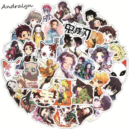 10/50Pcs/pack Anime Demon Slayer Kimetsu No Yaiba Stickers For Kids Laptop Skateboard Luggage Refrigerator Notebook Helmet Phone