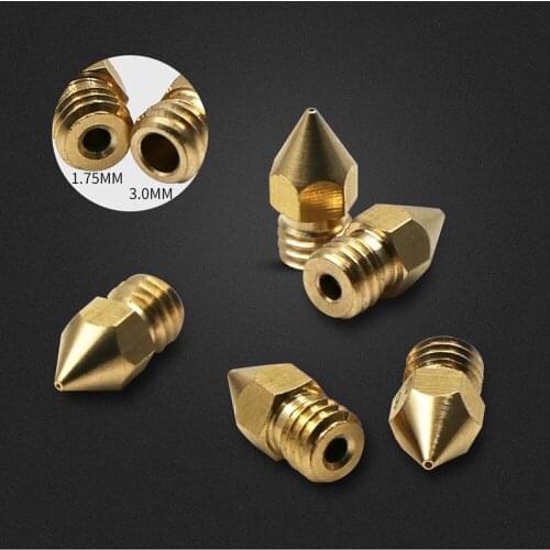 10Pcs 3D Printer Brass Copper Nozzle Mixed Sizes 0.2/0.3/0.4/0.5 Extruder Print Head For 1.75MM MK8 Makerbot