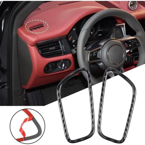 Black 2Pcs Exquisite Black Dashborad Conditioner Outlet Trim Cover UV-proof Conditioner Vent Panel Frame Heat-resistant