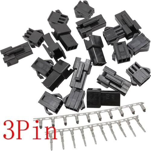 20Set/lot JST SM 3Pin 2.54mm Pitch Female Male Plug Housing Wire Connector Plug Socket Plastic Shell With Terminals Connectors
