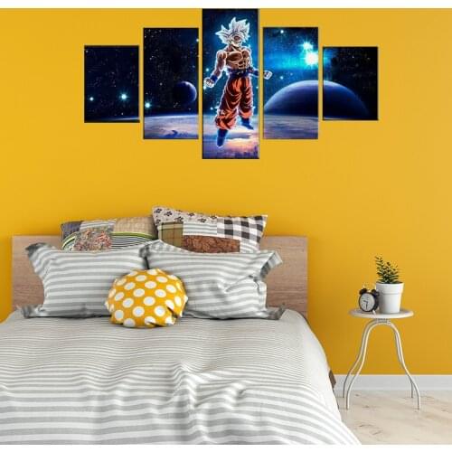 No Framed 5 Panel Dragon Ball Anime Poster Goku Saiyan Wall Picture Canvas Painting Mural Bedroom Living Room Home Decoration