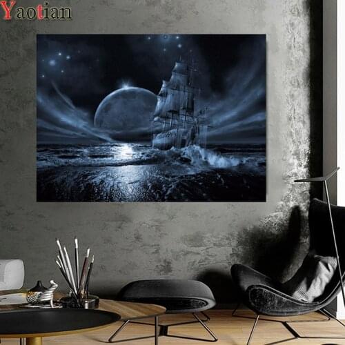 5d diamond painting sailing boat on the sea full square diamond painting rhinestone ship diy diamond embroidery mosaic Caribbean
