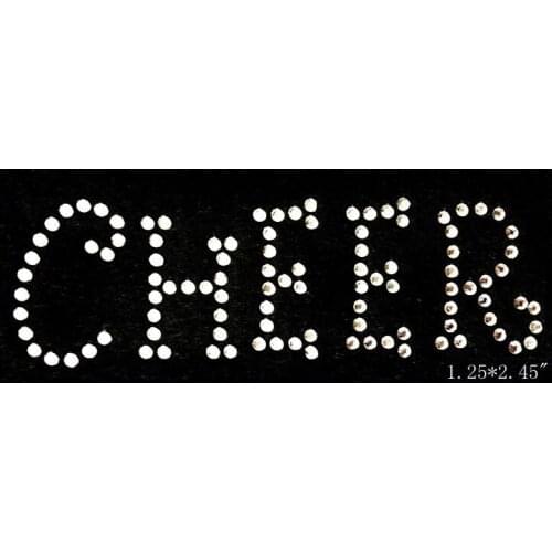 Free shipping cheer words for sports hotfix rhinestone Iron On bling transfer design