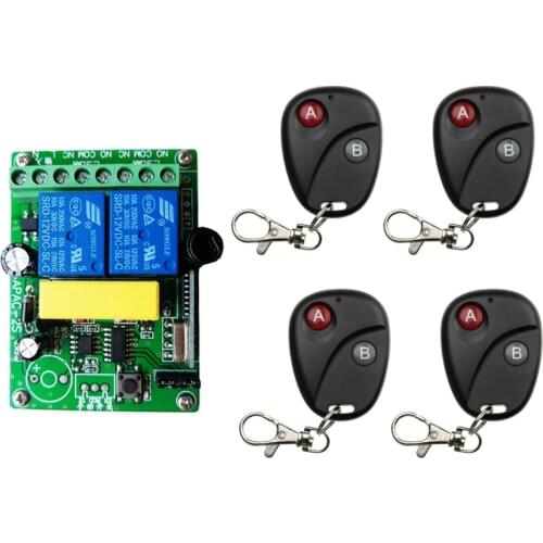Wireless RF Remote Control Light Switch 10A Relay Output Radio AC 110V-220V 2 CH Channel 2CH Receiver Module +Transmitter