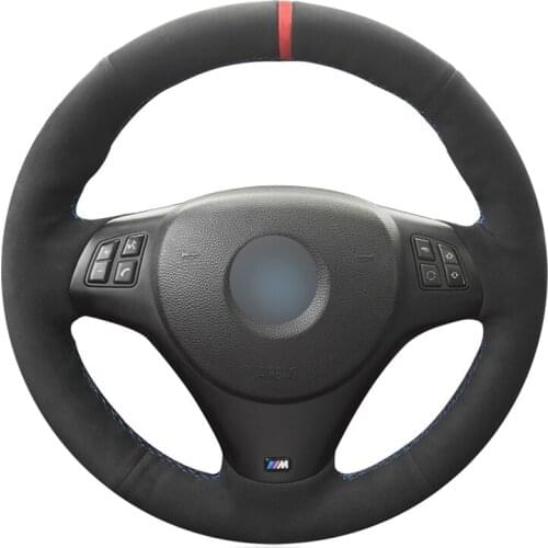 Black Suede High Quality Red Marker DIY Car Steering Wheel Cover for BMW M Sport M3 E90 E91 E92 E93 E87 E81 E82 E88 X1 E84