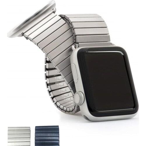Elastic Stainless Steel Strap For Apple Watch Band 44mm 40mm 38mm 42mm Men Metal Elastic Strap For iWatch 6 5 4 3 2 1