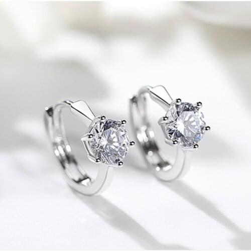 Everoyal Fashion Women Silver 925 Earrings Jewelry Female Cubic Zirconia Round Hoop Earrings For Girls Accessories Birthday Gift