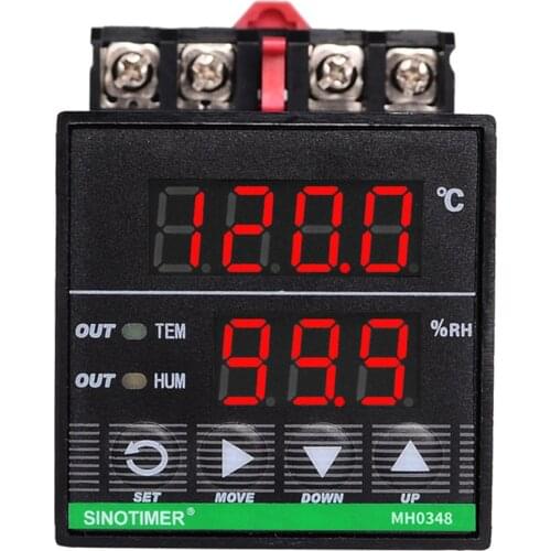 1/16 DIN RAIL Mounted Intelligent Digital Temperature And Humidity Controller Sensor Cable 3 M With Mounting Base