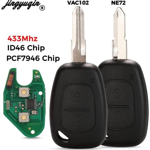 Jingyuqin 10pcs/lot 2Buttons 433MHz Ne72 VAC102 Blade Remote Key For Renault Vivaro Movano Master Transponder Chip PCF7936 key