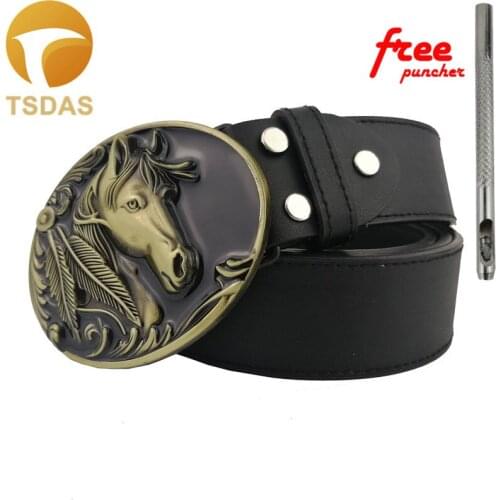 90*72mm Cowboy Horse Head Soild Brass Metal Belt Buckle Fashion Belt Accessories Free Shipping