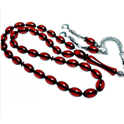 BEST ROSARY – Anatolian Fire Compressed Amber Rosary Made in Turkey Unisex 33pcs. Zikr Muslim Stress
