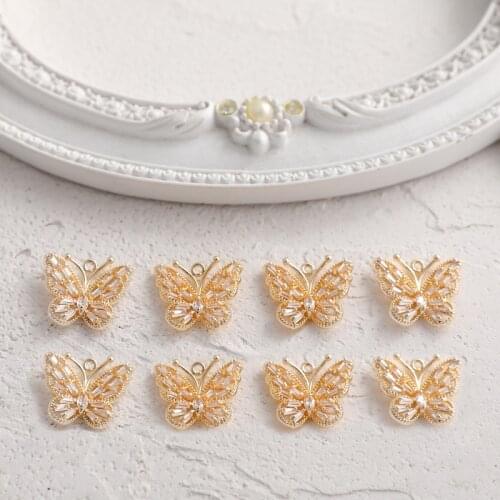 Copper gold micro-inlaid zircon fairy lace butterfly pendant DIY handmade jewelry necklace earrings accessories material