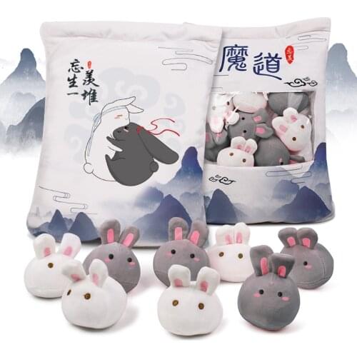 Grandmaster of Demonic Cultivation Cute Plush Pillow Mo Dao Zu Shi Wei Wuxian Wangji Rabbit Doll Soft Toy Pillow Cushion Gift