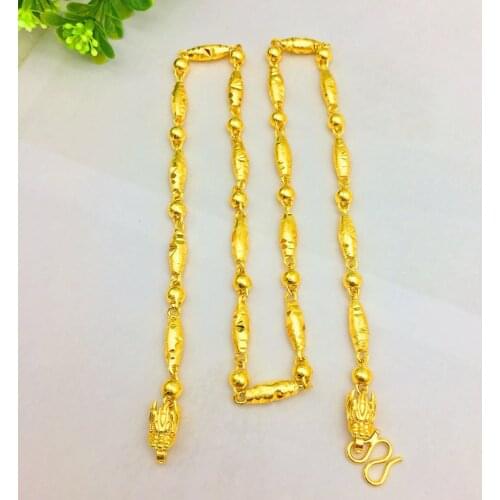 Fashion Men and Women Necklace 18K Gold 6N Smooth Flower Olive Bead Necklace for Wedding Engagement Anniversary Jewelry Gifts