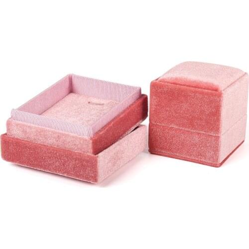 Fashion Pink Velet Necklaces Gift Boxes For Female Jewelry Wedding Rings Key Chain Earrings Display Packaging Cases Six Colors