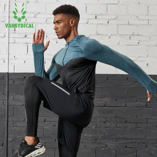 Vansydical New Mens Sportswear Hooded Jackets Running Jacket Training Tops Workout Fitness Gym Top Workout Cycling Zipper Top