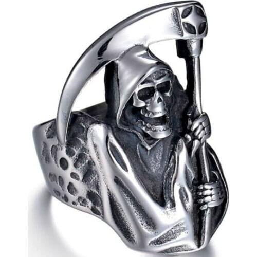 New personality retro alloy ring death sickle domineering skull male ring