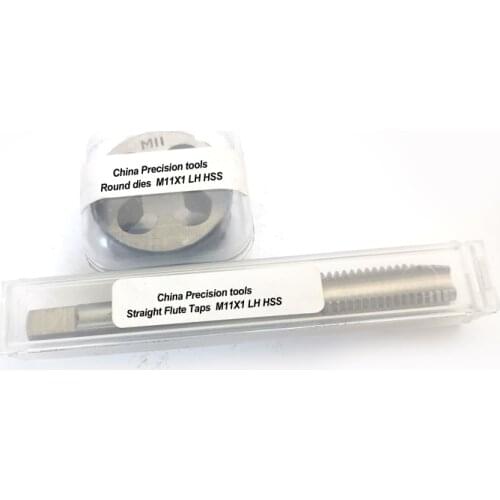 2pcs HSS Left Hand thread tap and die set M11 M11X1.5 M11X1 LH Metric Straight Flute Fine Screw thread Plug Taps Round dies M11