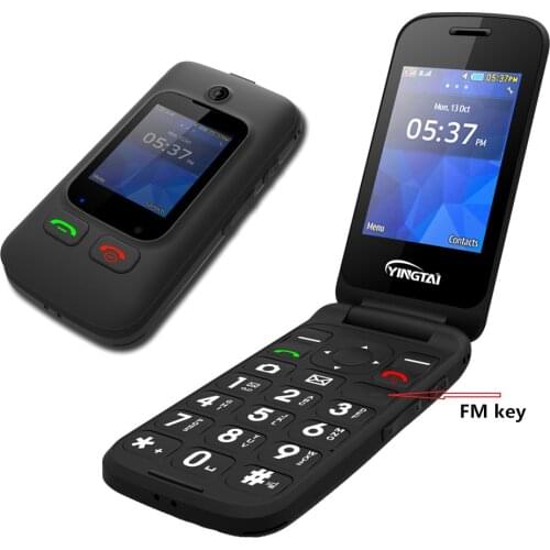 Free Desktop Charger WCDMA 3G Flip Mobile Phone YINGTAI T22 Dual Sim Dual Screen GSM Elderly Series Cellphones One Key Emergency