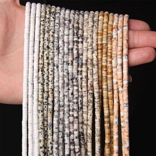 New Arrival 4x2mm Natural Flat Round Stone Bead Turquoises Tiger Eye Agates Spacer Handmade Loose Beads For Jewelry Making DIY