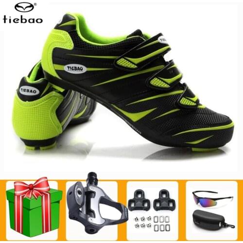 TIEBAO Professional Road Cycling Shoes Men Bike Add SPD Pedal Set Wear Outdoor Athletic Bicycle Comfortable Lock Bicicleta