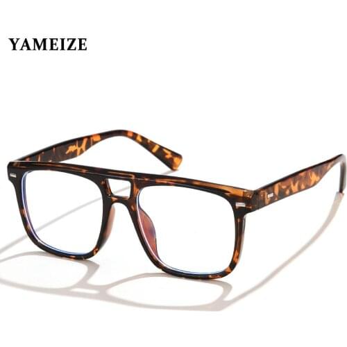 Men Pilot Anti Blue Light Glasses Square Eyewear Frame Women Computer Eyeglasses Vintage Clear Lens Spectacles Optical Glasses