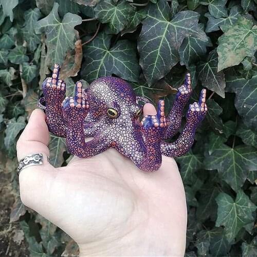 Octopus With Mother Of Pearl-Multiple Colour Octopus With Middle Finger Luminous Gesture Octopus Glow In The Dark Octopus Toy