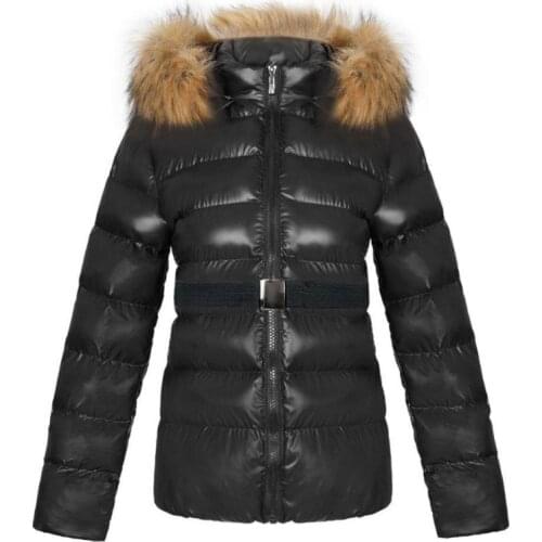 Parka Coat Women Jacket Casual Padded PU Leather Jacket Solid Hooded Long Sleeve Zip-up Thick Warm Short Coat With Belt